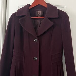 Anne Klein Women's Trench Coat in Deep Burgundy